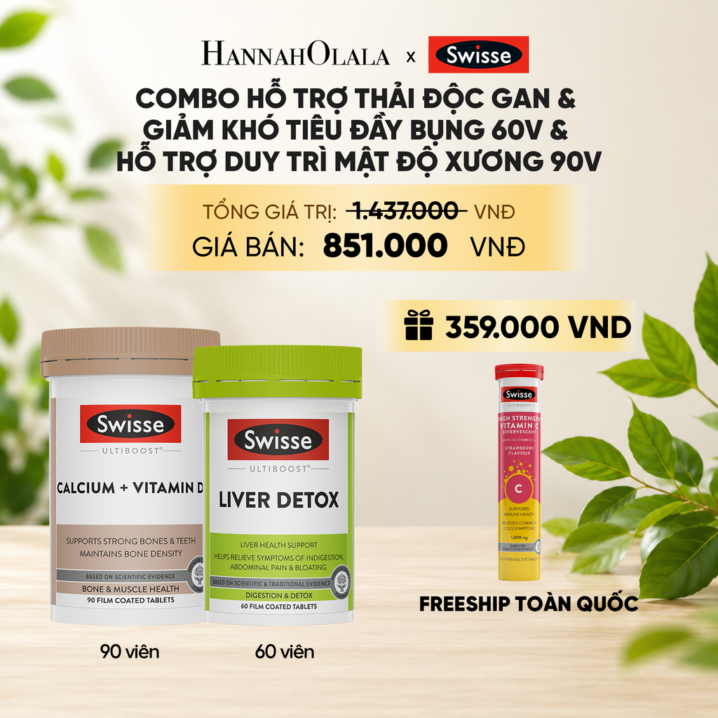  COMBO HỖ TRỢ THẢI ĐỘC GAN & GIẢM KHÓ TIÊU ĐẦY BỤNG 60V & HỖ TRỢ DUY TRÌ MẬT ĐỘ XƯƠNG 90V _ DEAL 6 