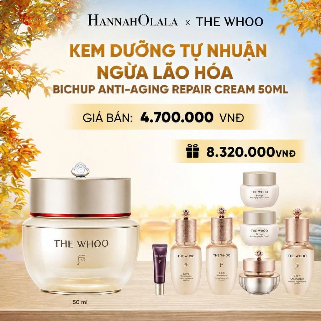  KEM DƯỠNG TỰ NHUẬN NGỪA LÃO HÓA THE WHOO BICHUP ANTI-AGING REPAIR CREAM 50ML - E2116 