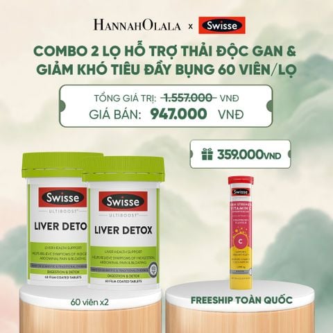  COMBO 2 LỌ HỖ TRỢ THẢI ĐỘC GAN & GIẢM KHÓ TIÊU ĐẦY BỤNG SWISSE ULTIBOOST LIVER DETOX 60 VIÊN/LỌ - A1086 