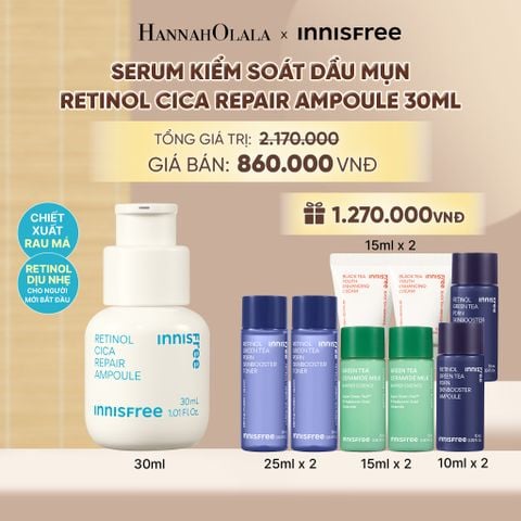 SERUM KIỂM SOÁT DẦU MỤN CHO DA LÁNG MỊN INNISFREE RETINOL CICA REPAIR AMPOULE 30ML - A540 