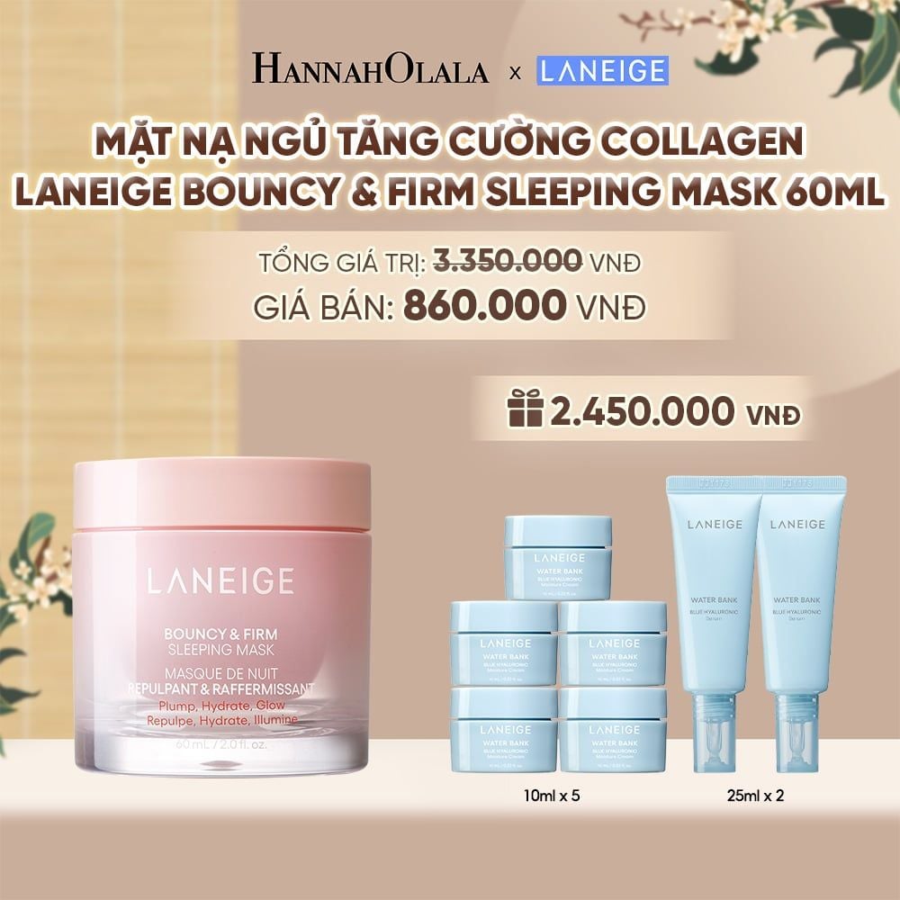  MẶT NẠ NGỦ DƯỠNG ẨM LANEIGE BOUNCY & FIRM SLEEPING MASK 60ML TĂNG CƯỜNG COLLAGEN VÀ CHĂM SÓC DA - A553 