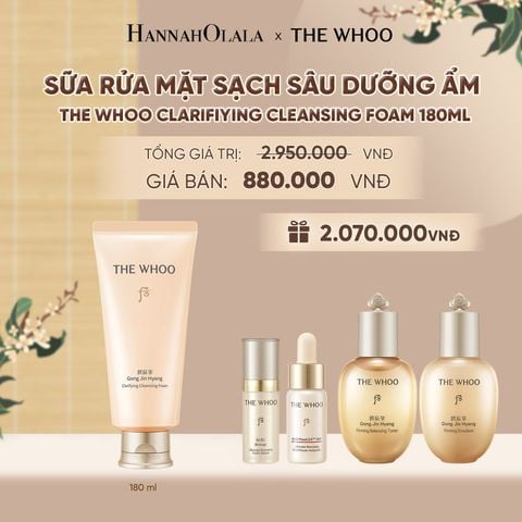  BỘ SỮA RỬA MẶT SẠCH SÂU DƯỠNG ẨM THE WHOO GONG JIN HYANG CLARIFIYING CLEANSING FOAM 180ML - A132 