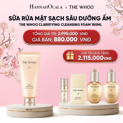  BỘ SỮA RỬA MẶT SẠCH SÂU DƯỠNG ẨM THE WHOO GONG JIN HYANG CLARIFIYING CLEANSING FOAM 180ML 