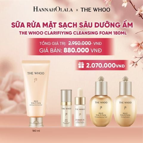  BỘ SỮA RỬA MẶT SẠCH SÂU DƯỠNG ẨM THE WHOO GONG JIN HYANG CLARIFIYING CLEANSING FOAM 180ML - A184 