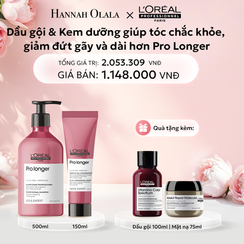  E1081: DEAL 3: COMBO DẦU GỘI 500ML & KEM DƯỠNG 150ML GIÚP TÓC DÀI MỀM MƯỢT, GIẢM GÃY RỤNG, CHẺ NGỌN CHUYÊN NGHIỆP PRO LONGER 
