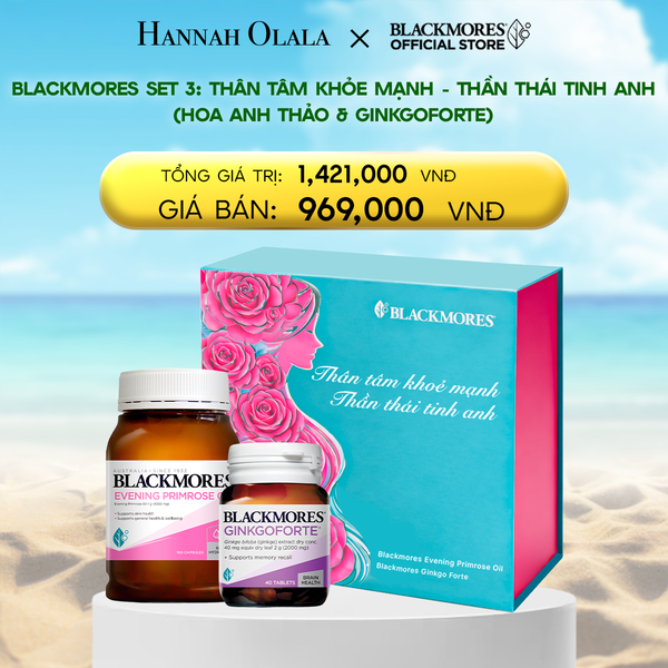  DEAL 13: BLACKMORES SET QUÀ TẶNG 3: THÂM TÂM KHOẺ MẠNH - THẦN THÁI TINH ANH (HOA ANH THẢO & GINKGOFORTE) 