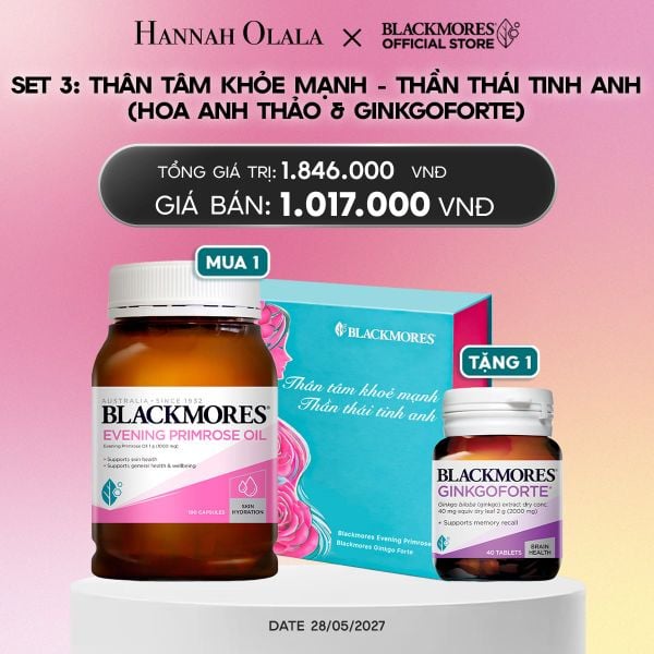  [BLACKMORES SET QUÀ TẶNG 3] THÂM TÂM KHOẺ MẠNH - THẦN THÁI TINH ANH (HOA ANH THẢO & GINKGOFORTE)_A2081 