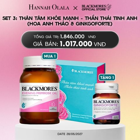  [BLACKMORES SET QUÀ TẶNG 3] THÂM TÂM KHOẺ MẠNH - THẦN THÁI TINH ANH (HOA ANH THẢO & GINKGOFORTE)_A2081 