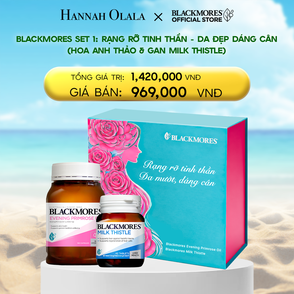  DEAL 11: BLACKMORES SET QUÀ TẶNG 1: RẠNG RỠ TINH THẦN - DA ĐẸP DÁNG CÂN (HOA ANH THẢO & GAN MILK THISTLE) 