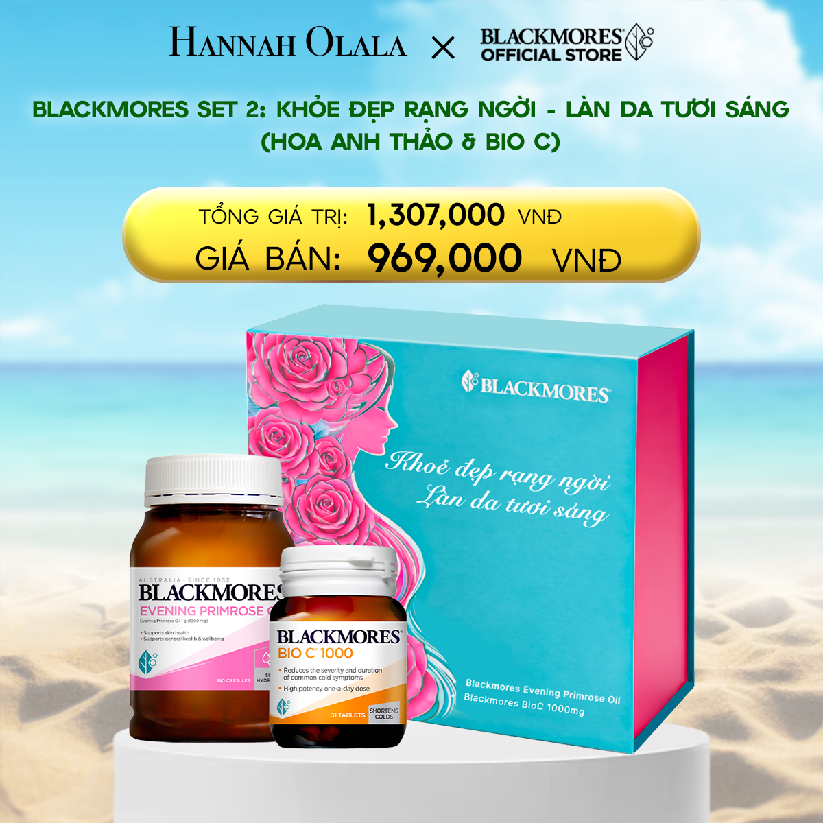 Set Quà Tặng Blackmores Khoẻ Đẹp Rạng Ngời Làn Da Tươi Sáng Hoa Anh Thảo & Bioc