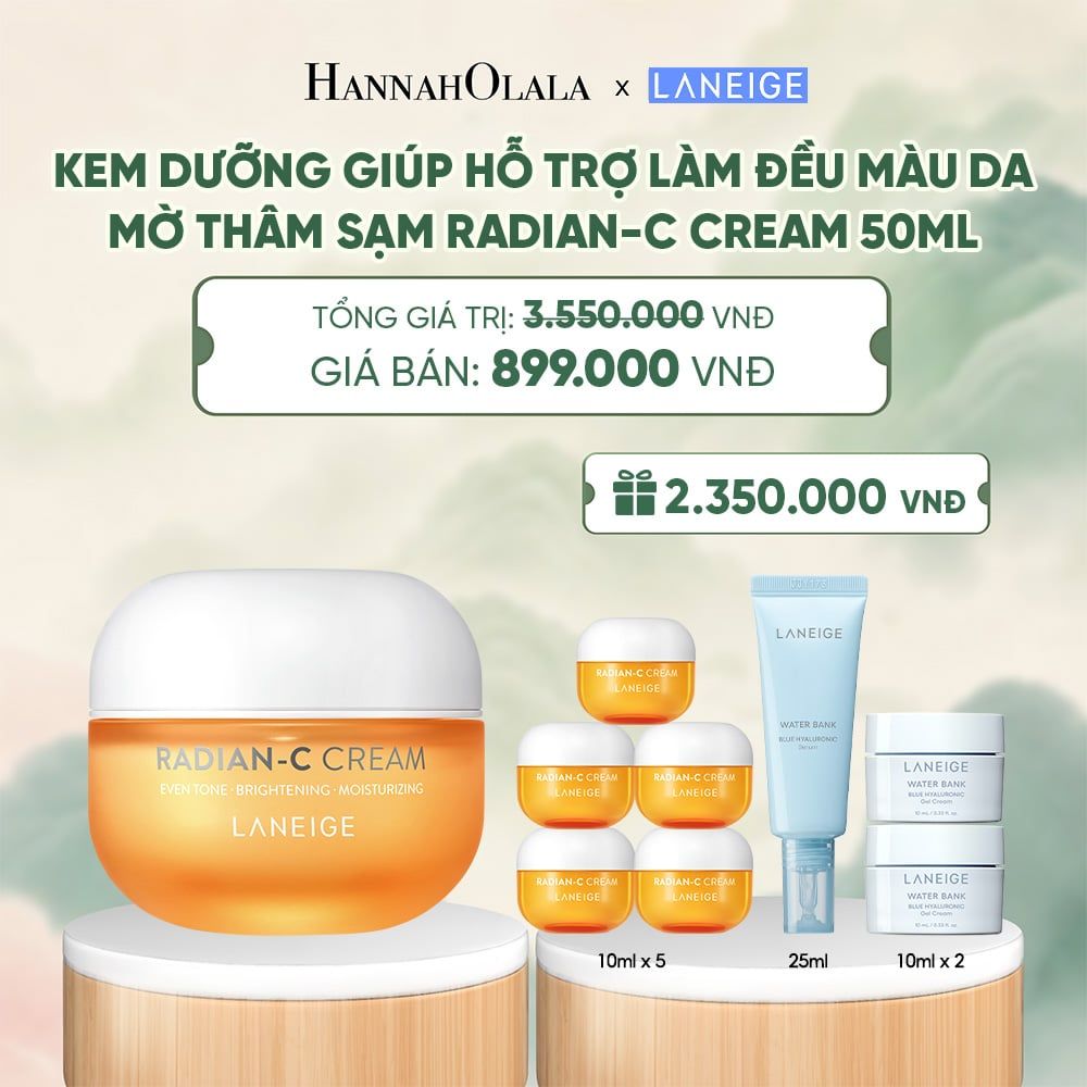  KEM DƯỠNG GIÚP HỖ TRỢ LÀM ĐỀU MÀU DA MỜ THÂM SẠM KEM DƯỠNG TRẮNG DA LÀM MỜ ĐỐM NÂU LANEIGE RADIAN-C CREAM 50ML - A1638 