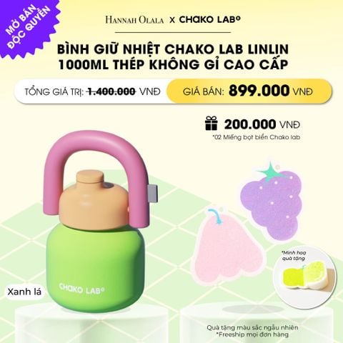  BÌNH GIỮ NHIỆT CHAKO LAB LINLIN 1000ML THÉP KHÔNG GỈ CAO CẤP _ DEAL 12 