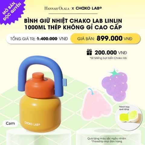  BÌNH GIỮ NHIỆT CHAKO LAB LINLIN 1000ML THÉP KHÔNG GỈ CAO CẤP _ DEAL 12 _ A89 