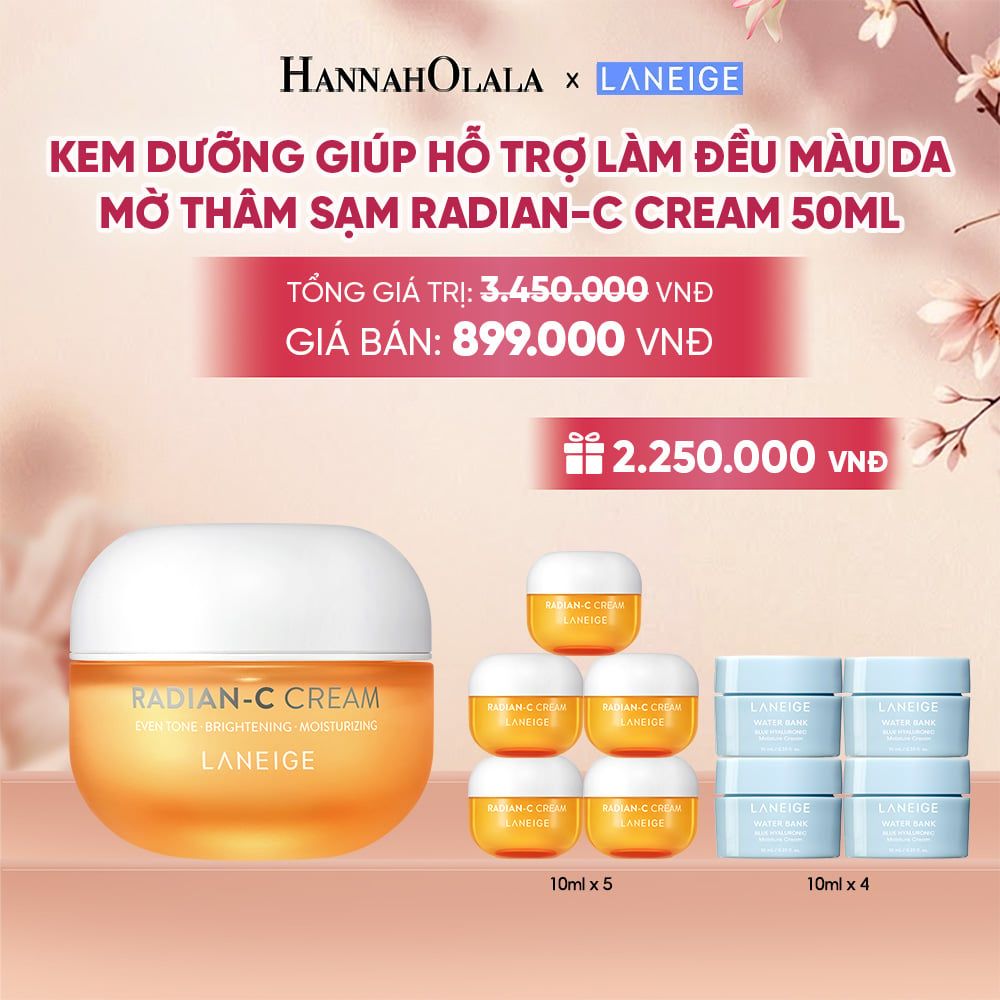  KEM DƯỠNG GIÚP HỖ TRỢ LÀM ĐỀU MÀU DA MỜ THÂM SẠM KEM DƯỠNG TRẮNG DA LÀM MỜ ĐỐM NÂU LANEIGE RADIAN-C CREAM 50ML - A109 