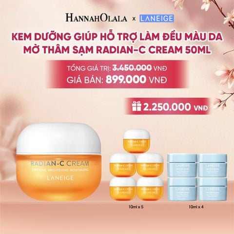  KEM DƯỠNG GIÚP HỖ TRỢ LÀM ĐỀU MÀU DA MỜ THÂM SẠM KEM DƯỠNG TRẮNG DA LÀM MỜ ĐỐM NÂU LANEIGE RADIAN-C CREAM 50ML - A109 