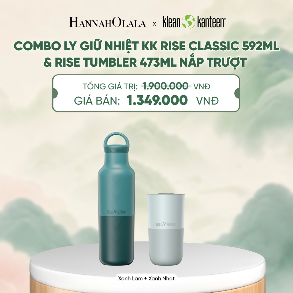  COMBO LY GIỮ NHIỆT KLEAN KANTEEN RISE CLASSIC 592ML & RISE TUMBLER 473ML NẮP TRƯỢT CHẤT LIỆU INOX 18/8 - A4028 