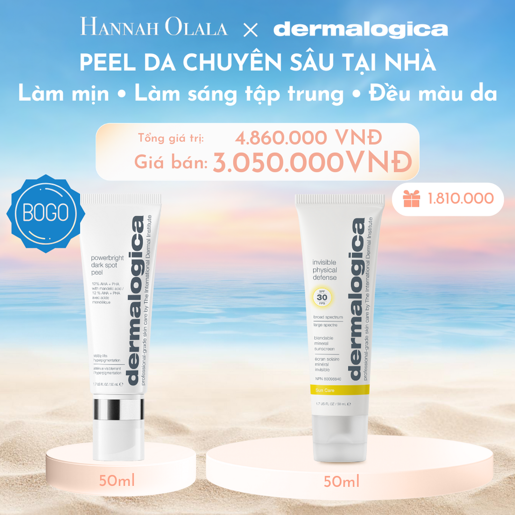  C276_DEAL 10: FLASHDEAL 2A: BOGO PEEL CẢI THIỆN BỀ MẶT DA LÀM SÁNG RÕ RỆT CÁC ĐỐM NÂU POWERBRIGHT DARK SPOT PEEL 50ML - TẶNG KEM CHỐNG NẮNG VẬT LÝ CHỐNG ÁNH SÁNG XANH INVISIBLE PHYSICAL DEFENSE SPF30 - 50ML 
