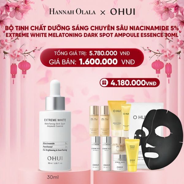  [GIAO HÀNG TỪ 08.01] DEAL 8: BỘ TINH CHẤT DƯỠNG SÁNG CHUYÊN SÂU NIACINAMIDE 5% EXTREME WHITE MELATONING DARK SPOT AMPOULE ESSENCE 30ML 