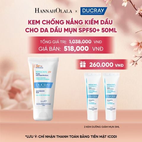  KEM CHỐNG NẮNG KIỀM DẦU CHO DA DẦU MỤN DUCRAY KERACNYL UV SPF50+ 50ML BẢO VỆ DA KHỎI TIA UVA & UVB 
