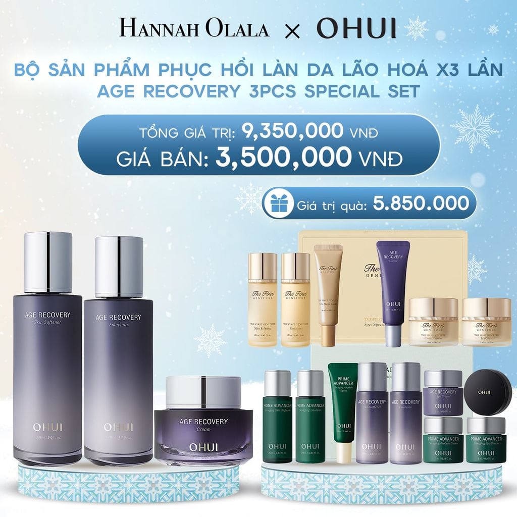  DEAL 8: BỘ SẢN PHẨM PHỤC HỒI LÀN DA LÃO HOÁ X3 LẦN OHUI AGE RECOVERY 3PCS SPECIAL SET 