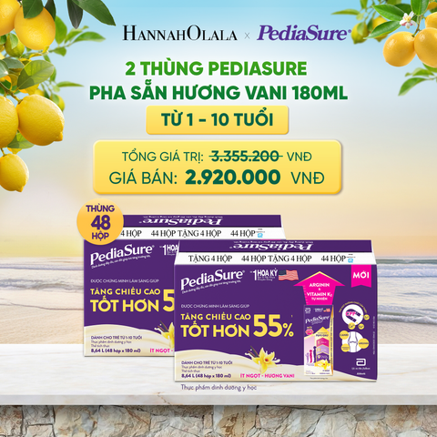  2 THÙNG PEDIASURE PHA SẴN HƯƠNG VANI 180ML (DÙNG CHO BÉ 1-10 TUỔI) DEAL 8: 