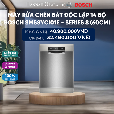  MÁY RỬA CHÉN BÁT ĐỘC LẬP 14 BỘ BOSCH SMS8YCI01E - SERIES 8 (60CM) 