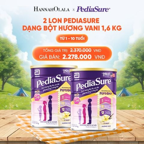  2 LON PEDIASURE DẠNG BỘT HƯƠNG VANI 1.6KG DEAL 8: 