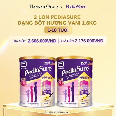  DEAL 8: 2 LON PEDIASURE DẠNG BỘT HƯƠNG VANI 1.6KG 