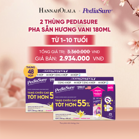  2 THÙNG PEDIASURE PHA SẴN HƯƠNG VANI 180ML (DÙNG CHO BÉ 1-10 TUỔI) DEAL 8: - A1749 