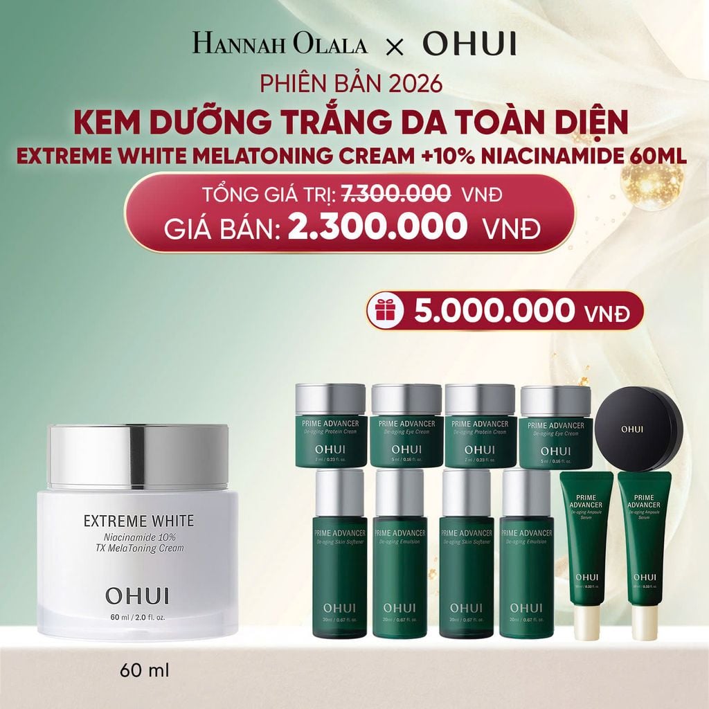  DEAL 50: PHIÊN BẢN 2026 - KEM DƯỠNG TRẮNG DA TOÀN DIỆN OHUI EXTREME WHITE MELATONING CREAM +10% NIACINAMIDE 60ML 