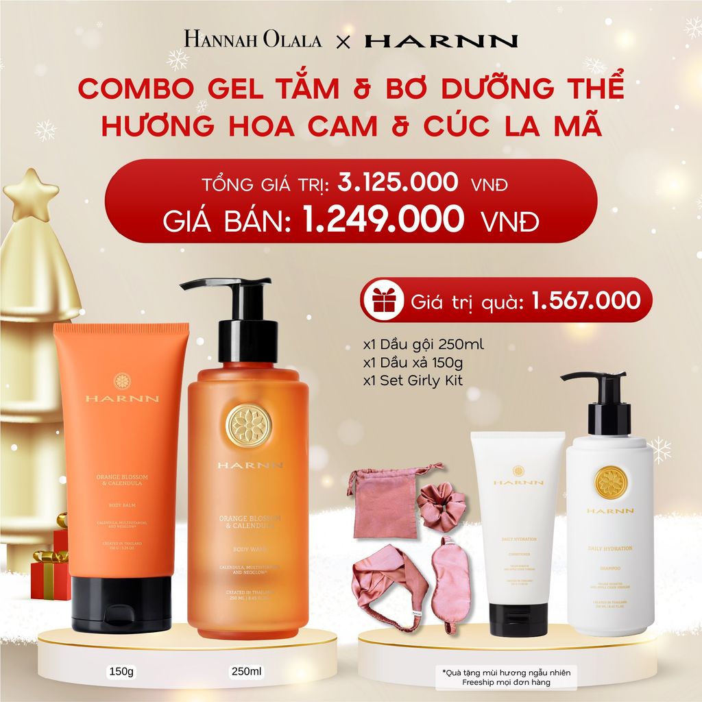  A1137_DEAL 8: COLLECTION ORANGE BLOSSOM & CENDULA - COMBO GEL TẮM & BƠ DƯỠNG THỂ HOA CAM VÀ CÚC LA MÃ (250ML, 50G) 