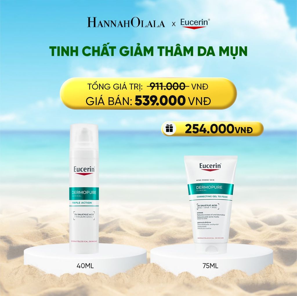  TINH CHẤT GIÚP GIẢM THÂM MỤN VÀ DƯỠNG SÁNG DA EUCERIN DERMOPURE CLINICAL TRIPLE ACTION 40ML 