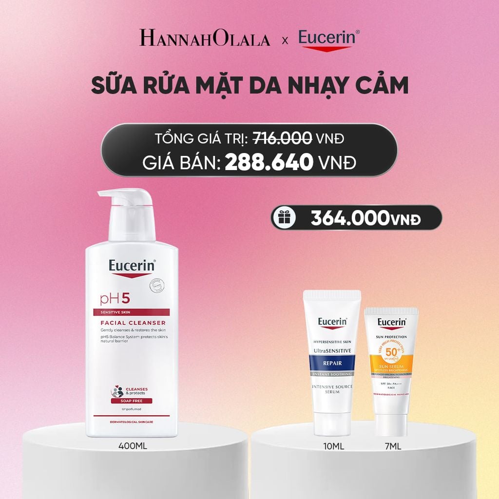  SỮA RỬA MẶT KHÔNG GÂY KÍCH ỨNG CHO DA NHẠY CẢM EUCERIN PH5 FACIAL CLEANSER 400ML_A1577 