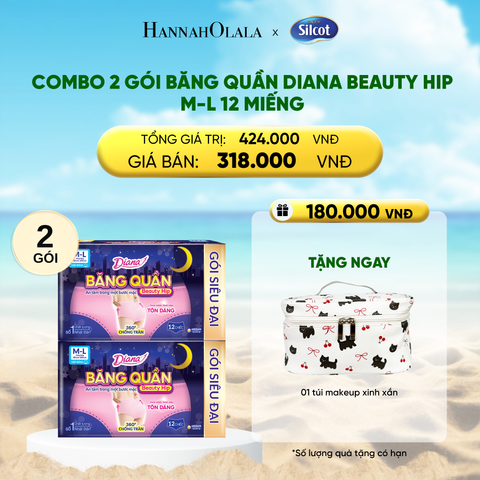  DEAL 8: COMBO 2 GÓI BĂNG QUẦN DIANA BEAUTY HIP M-L 12 MIẾNG 
