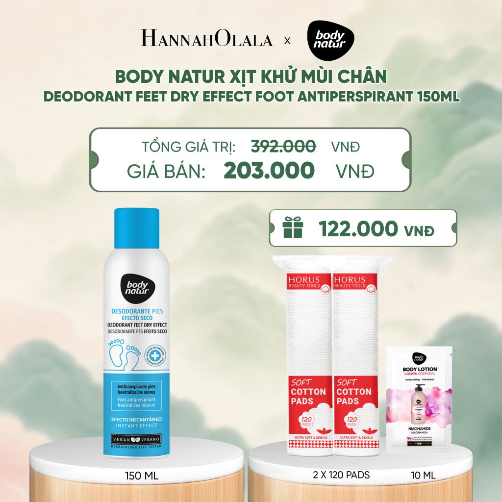 BODY NATUR XỊT KHỬ MÙI CHÂN DEODORANT FEET DRY EFFECT FOOT ANTIPERSPIRANT 150ML - A1420 