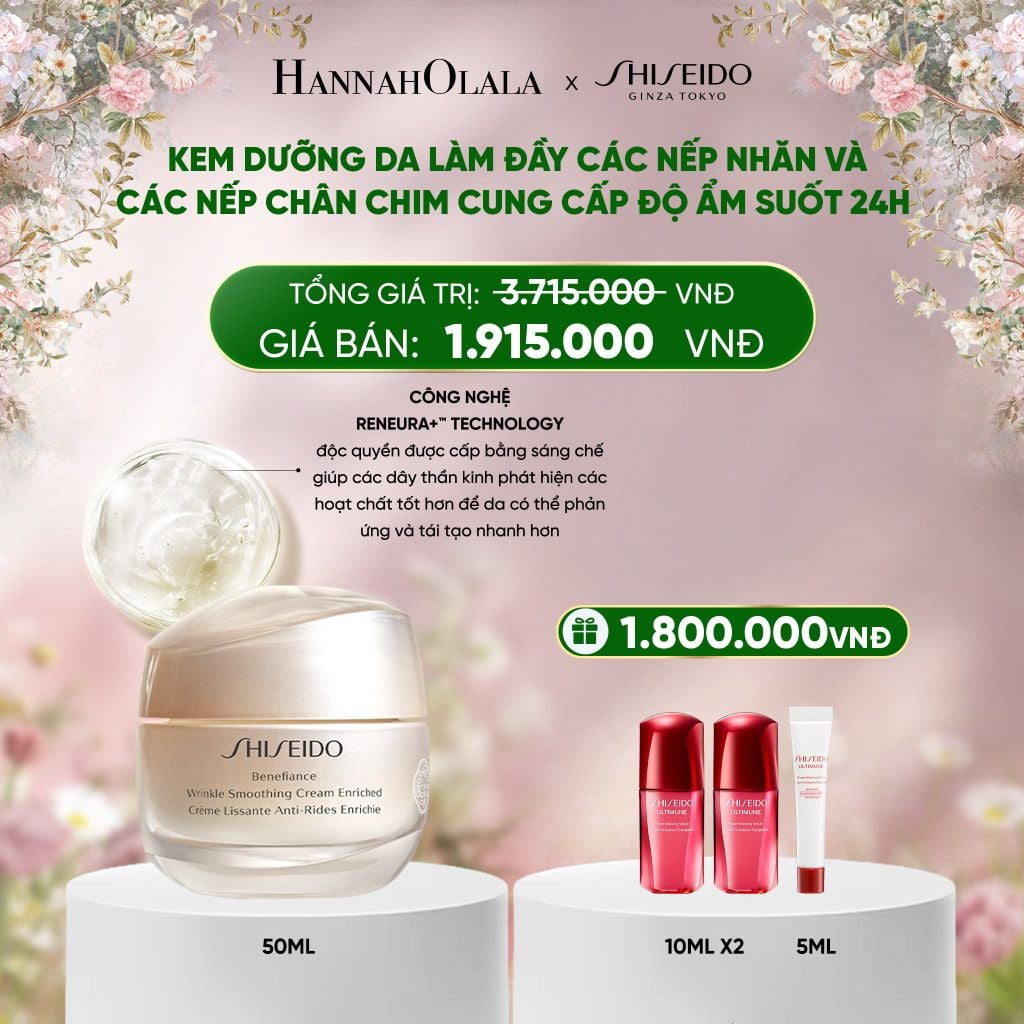  DEAL 8: KEM DƯỠNG DA CHỐNG LÃO HÓA GIÀU ẨM SHISEIDO BENEFIANCE WRINKLE SMOOTHING CREAM ENRICHED 50ML 