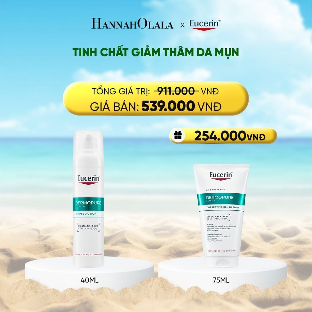  DEAL 8: TINH CHẤT GIÚP GIẢM THÂM MỤN VÀ DƯỠNG SÁNG DA EUCERIN DERMOPURE CLINICAL TRIPLE ACTION 40ML 