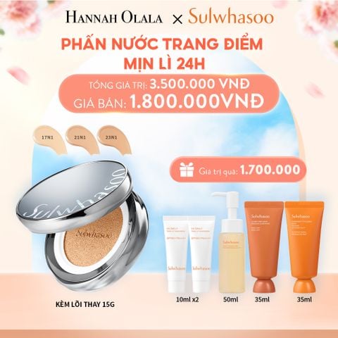  A765_DEAL 7: PHẤN NƯỚC TRANG ĐIỂM MỊN LÌ 24H (KÈM LÕI THAY THẾ) SULWHASOO PERFECTING CUSHION 15GX2 