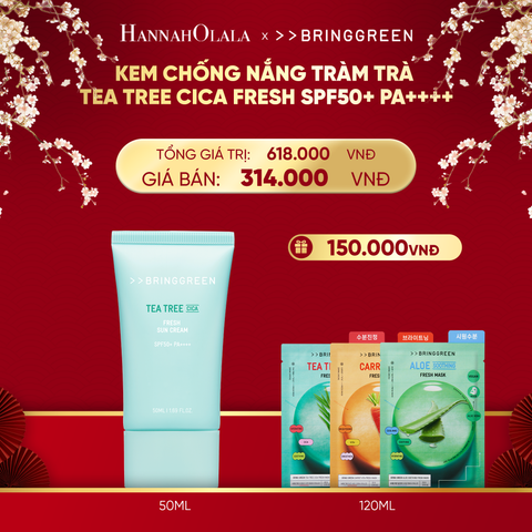  DEAL 3: KEM CHỐNG NẮNG TRÀM TRÀ BRING GREEN TEA TREE CICA FRESH SUN CREAM SPF50+ PA++++ 50ML 