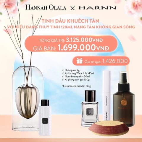  A361_DEAL 8: TINH DẦU KHUẾCH TÁN HARNN VỚI KIỂU DÁNG THUỶ TINH 120ML - NÂNG TẦM KHÔNG GIAN SỐNG 