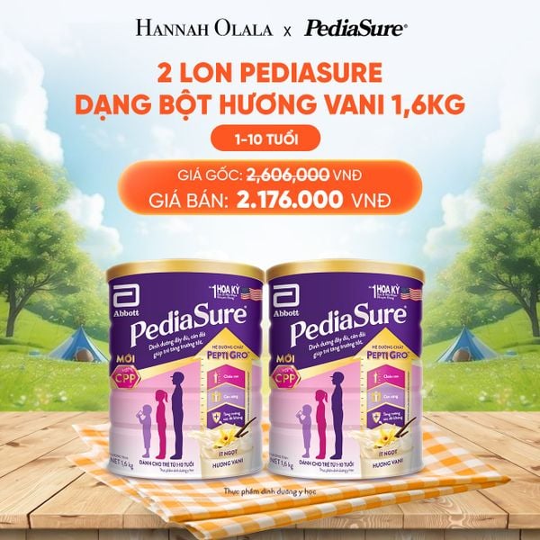  DEAL 8: 2 LON PEDIASURE DẠNG BỘT HƯƠNG VANI 1.6KG 