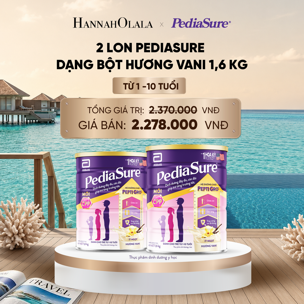  2 LON PEDIASURE DẠNG BỘT HƯƠNG VANI 1.6KG DEAL :_ D2063 
