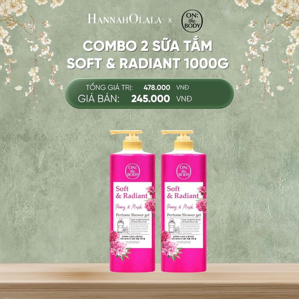  DEAL 3: COMBO 2 SỮA TẮM HƯƠNG NƯỚC HOA ON THE BODY SOFT & RADIANT LÀM SẠCH DA DỊU NHẸ, HỖ TRỢ CẤP ẨM 1000ML 