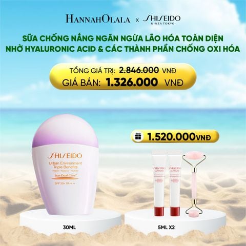  DEAL 8: SỮA CHỐNG NẮNG DƯỠNG DA SHISEIDO GSC URBAN ENVIRONMENT TRIPLE BEAUTY SUNCARE EMULSION SPF50+ PA++++ 30ML 