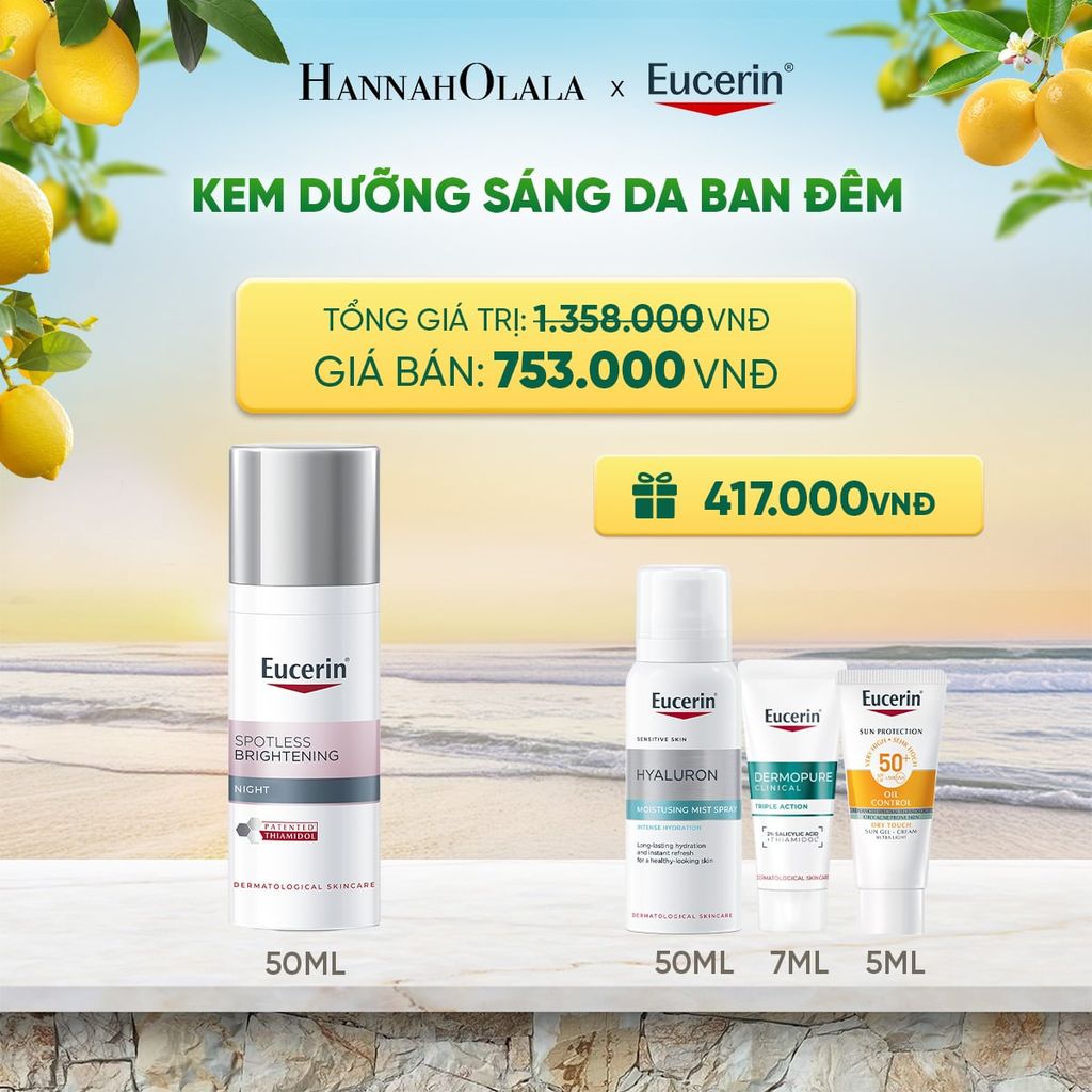  KEM DƯỠNG ĐÊM GIẢM THÂM NÁM & SÁNG DA EUCERIN SPOTLESS BRIGHTENING 50ML DEAL 8: - A1309 
