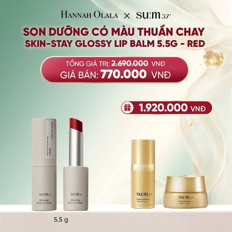  DEAL 35: SON DƯỠNG CÓ MÀU THUẦN CHAY SU:M37 SKIN-STAY GLOSSY LIP BALM 5.5G - RED 