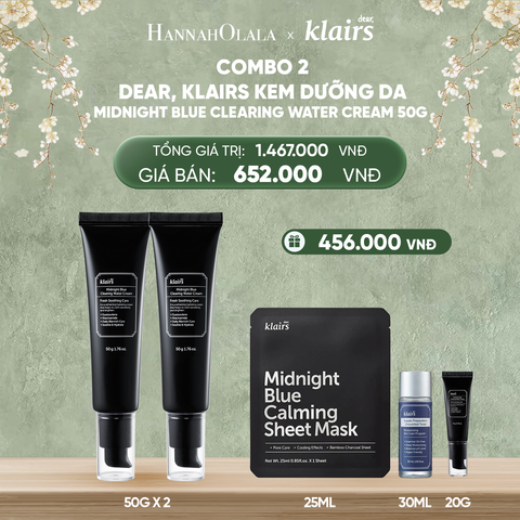  DEAL 8 : COMBO 2 DEAR, KLAIRS KEM DƯỠNG DA MIDNIGHT BLUE CLEARING WATER CREAM 50G 