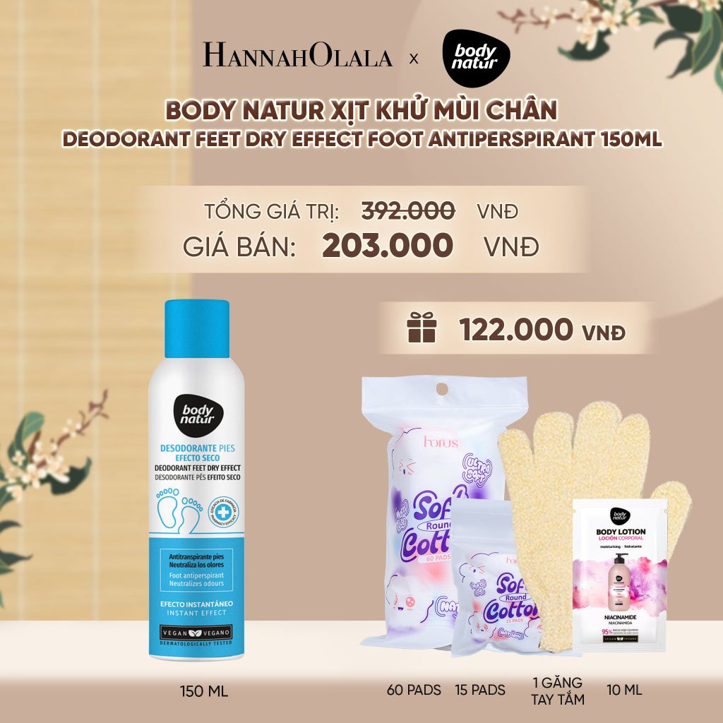  BODY NATUR XỊT KHỬ MÙI CHÂN DEODORANT FEET DRY EFFECT FOOT ANTIPERSPIRANT 150ML - A1636 