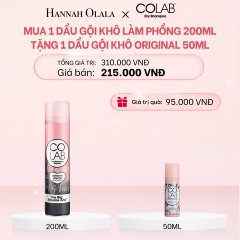  E690_DEAL 4: MUA 1 DẦU GỘI KHÔ COLAB LÀM PHỒNG TÓC, BỔ SUNG VITAMIN E, BẢO VỆ DA ĐẦU [EXTREME VOLUME] 200ML TẶNG 1 DẦU GỘI KHÔ COLAB BỔ SUNG VITAMIN E, BẢO VỆ DA ĐẦU [TRUYỀN THỐNG] 50ML 