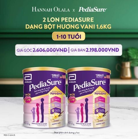  DEAL 8: 2 LON PEDIASURE DẠNG BỘT HƯƠNG VANI 1.6KG 